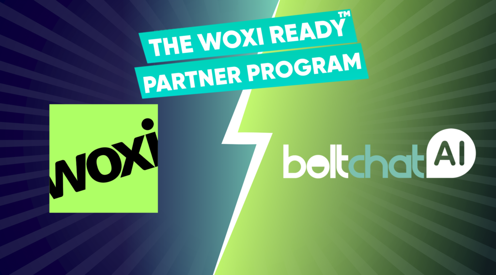 BoltChatAI X Woxi partnership announcement graphic